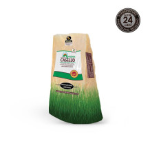 Parmigiano Reggiano da 1 chilo sottovuoto con in alto a destra bollino di stagionatura di 24 mesi